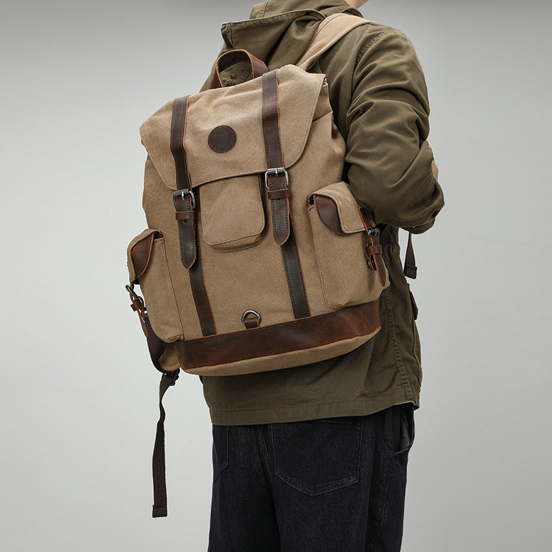 Retro Men's Outdoor Cycling Ca - Canvas Backpack Casual recension och pris