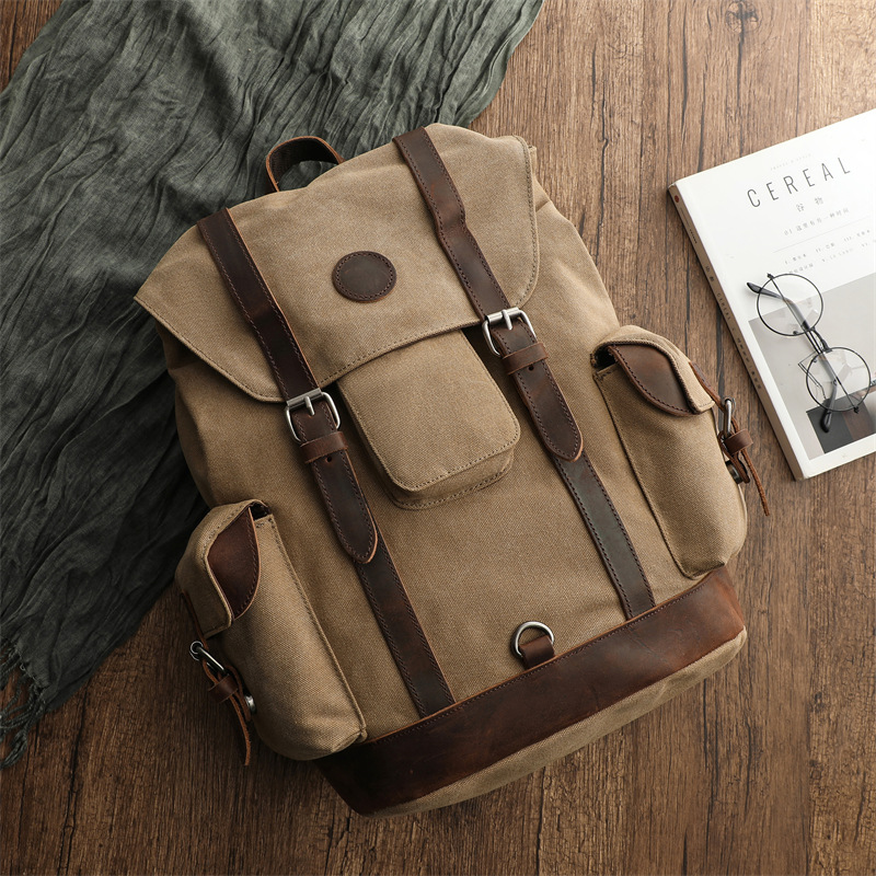 Retro Men's Outdoor Cycling Ca - Canvas Backpack Casual recension och pris