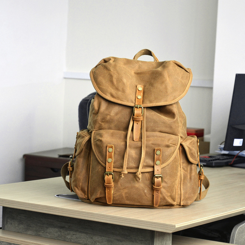 Retro soft wax canvas large ca - Canvas Backpack Casual recension och pris
